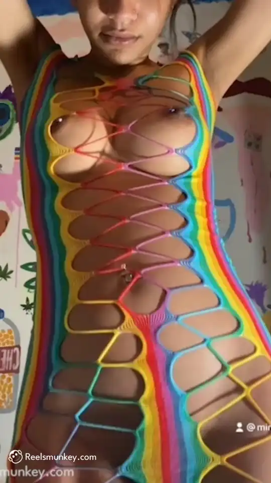 Ebony Girl In a Fishnet Dress TikTok Porn Video Showing Her Pierced Tits